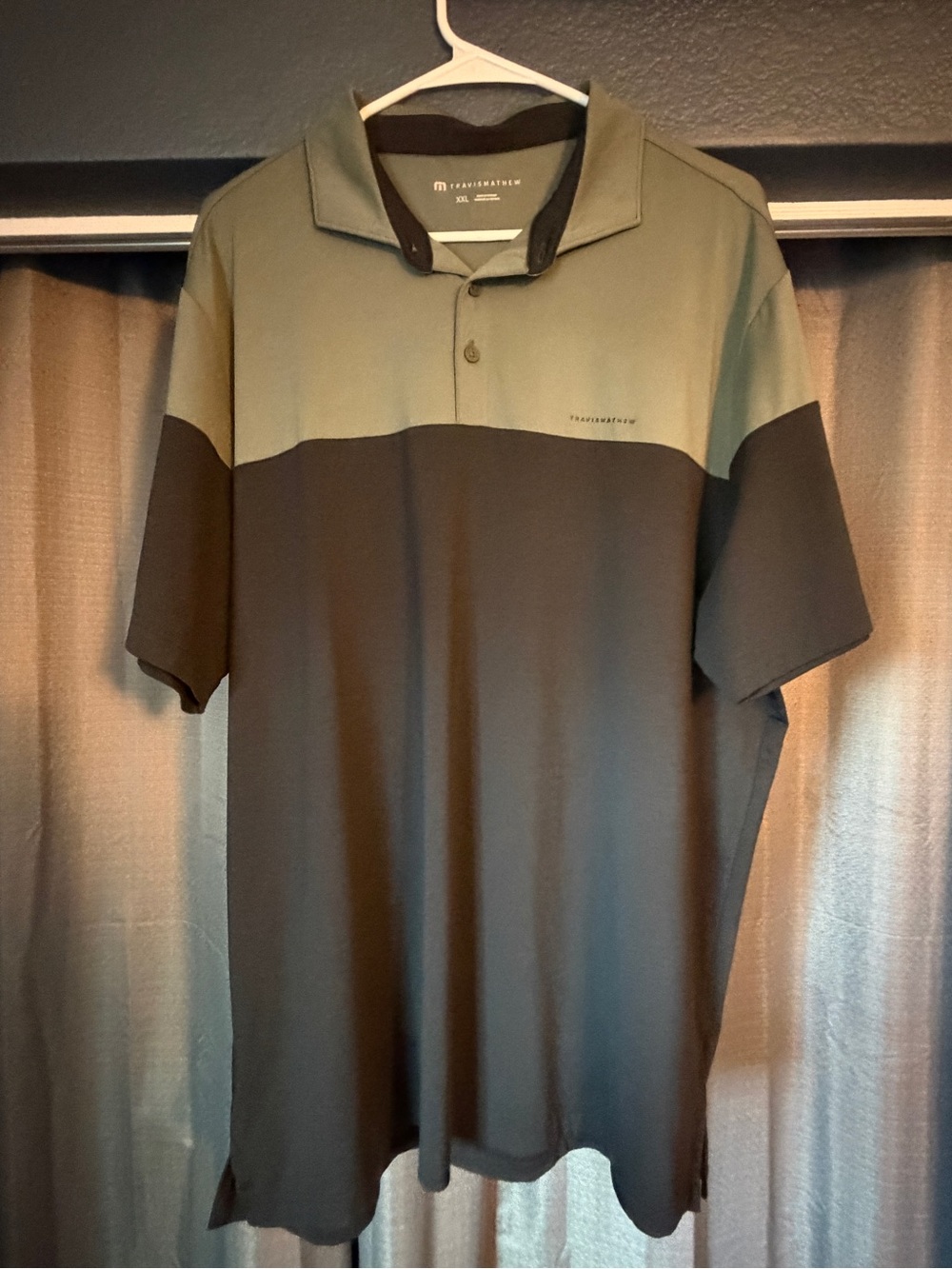 Travis Mathew Olive and Black Colorblock Polo